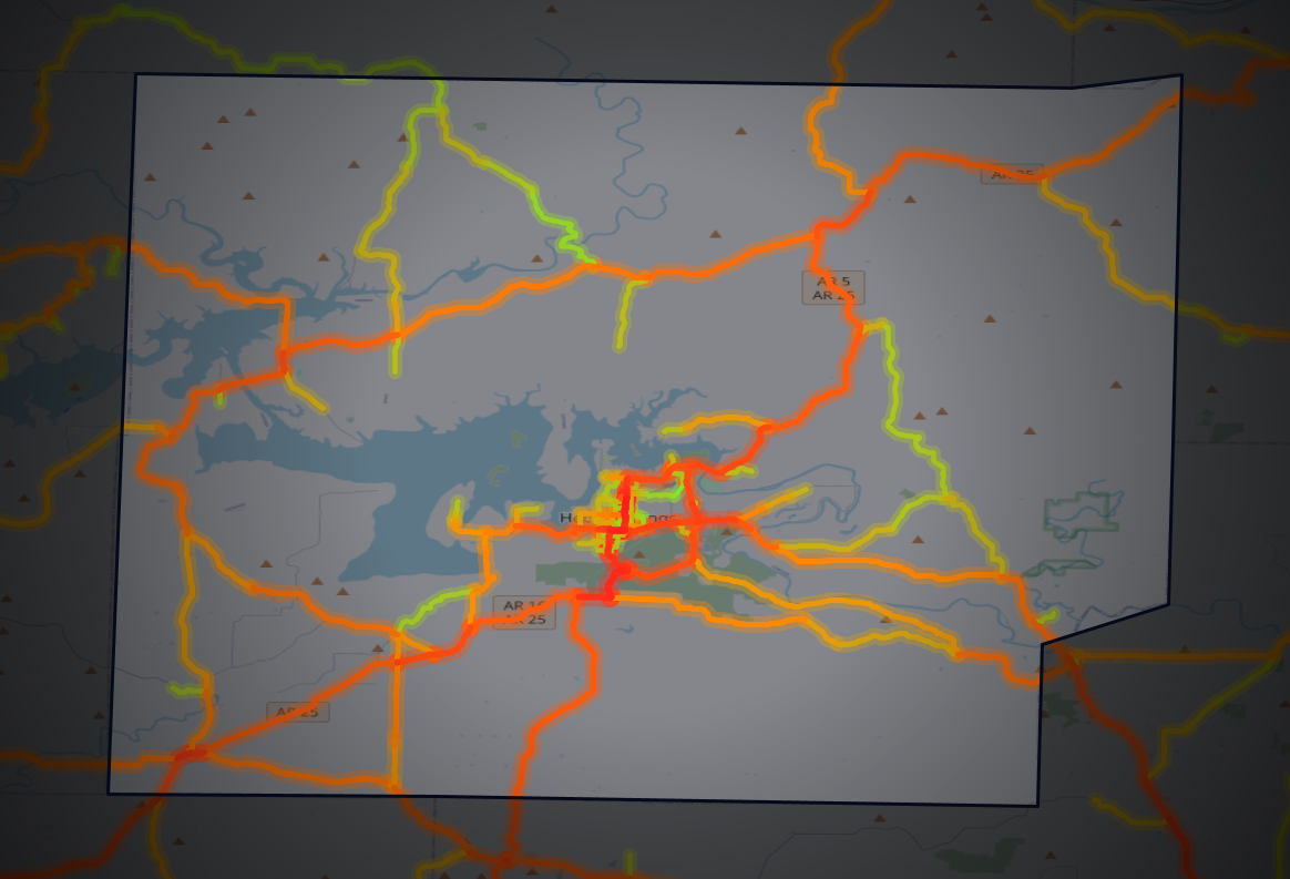 Traffic map of Cleburne, Arkansas