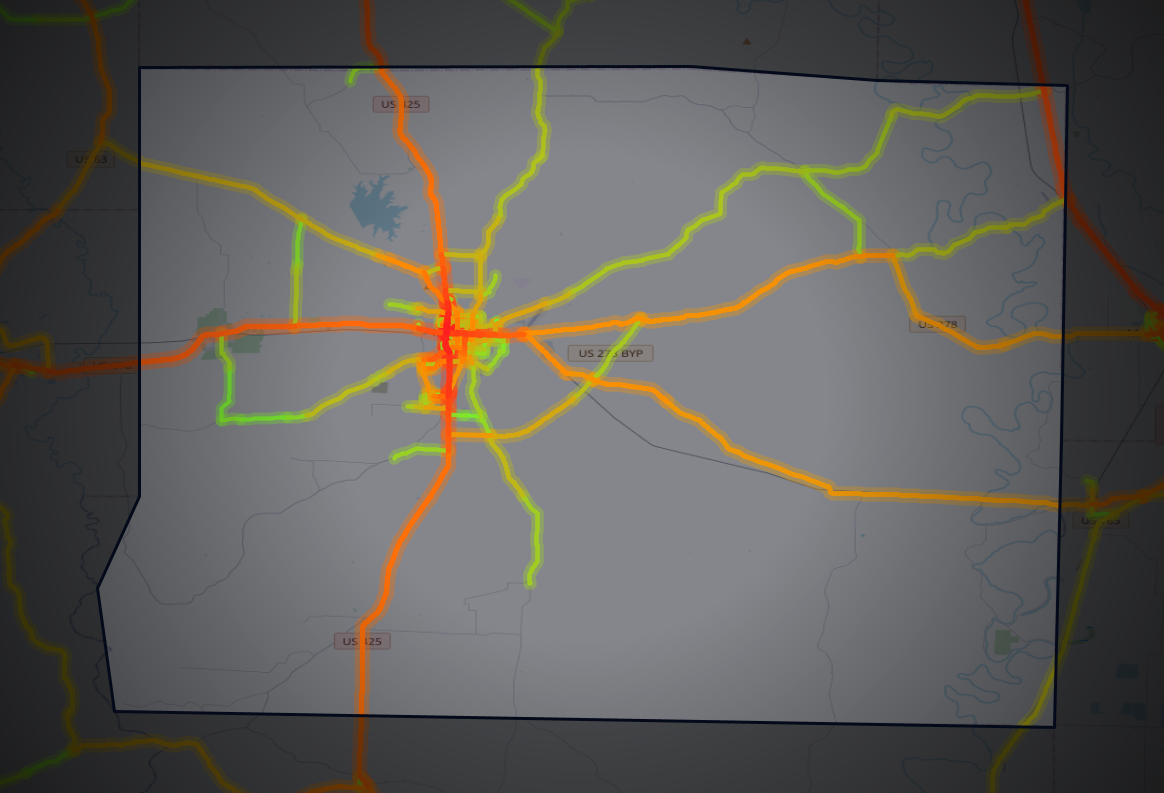 Traffic map of Drew, Arkansas