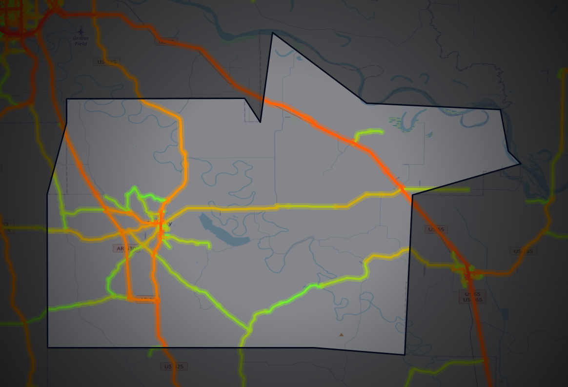 Traffic map of Lincoln, Arkansas