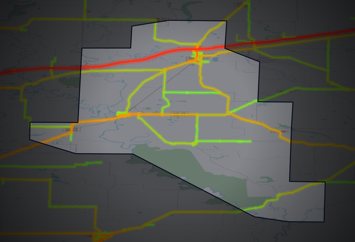Traffic map of Monroe, Arkansas