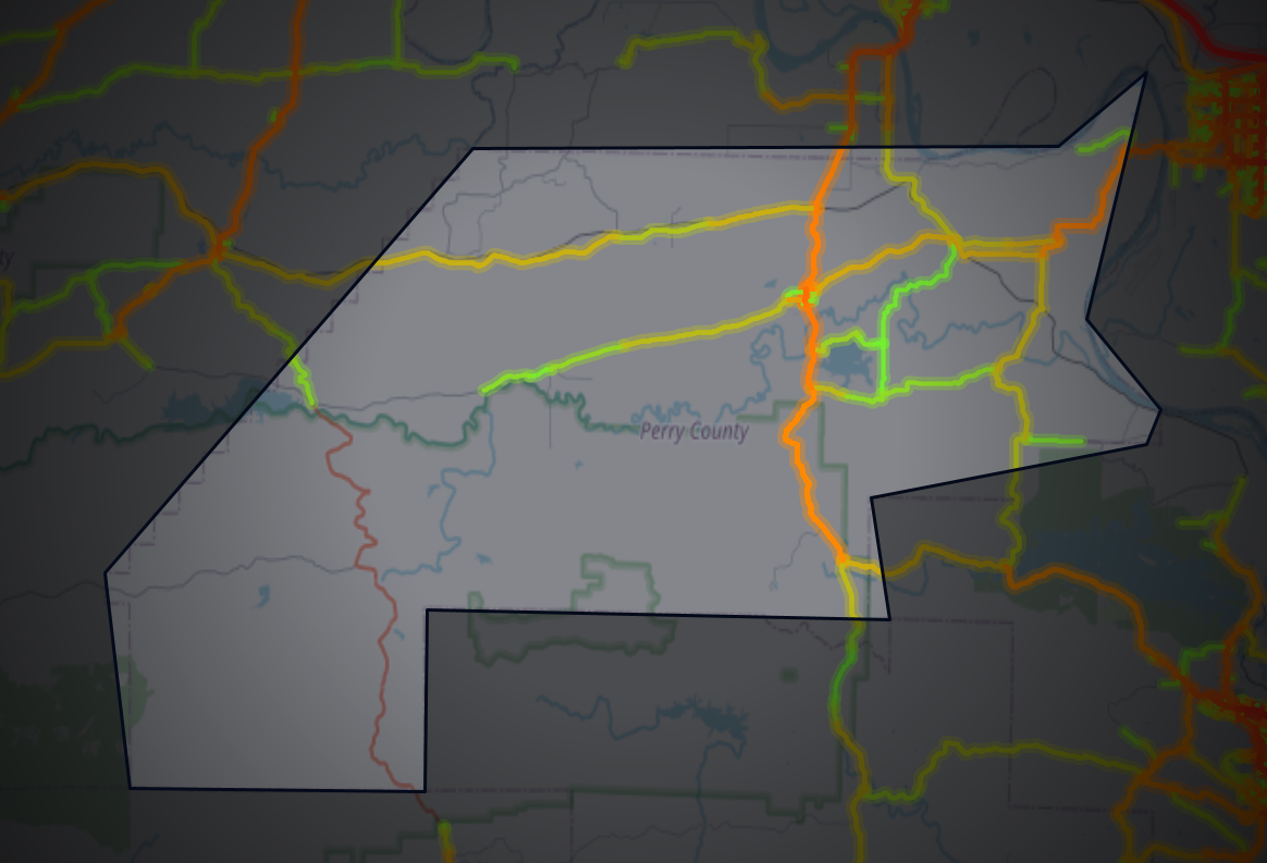 Traffic map of Perry, Arkansas