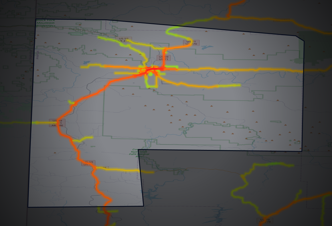 Traffic map of Polk, Arkansas