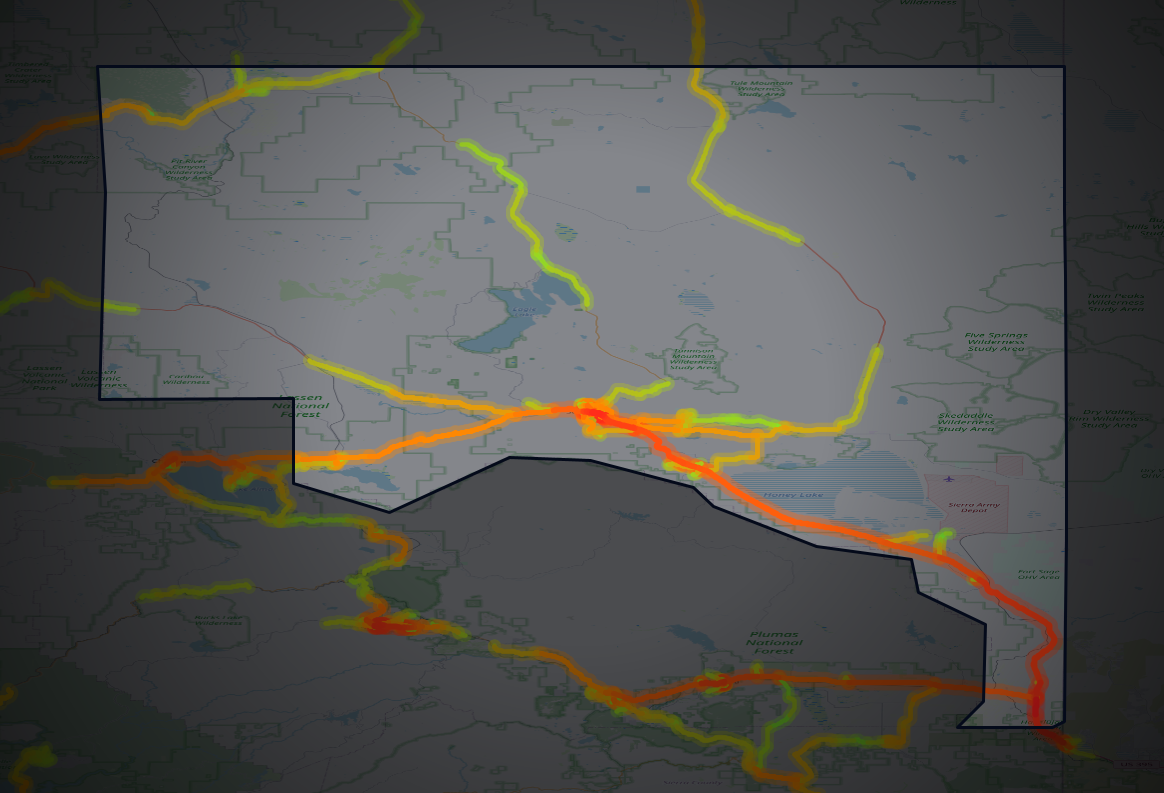 Traffic map of Lassen, California