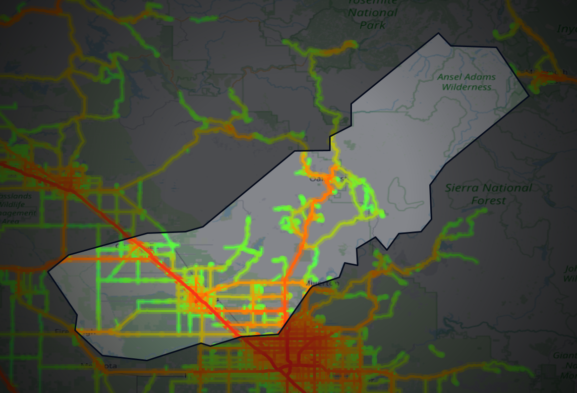 Traffic map of Madera, California