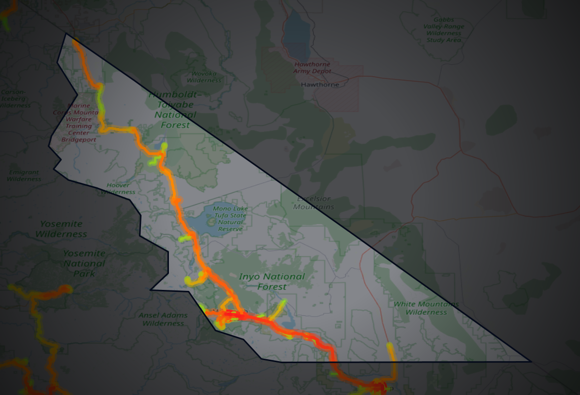 Traffic map of Mono, California