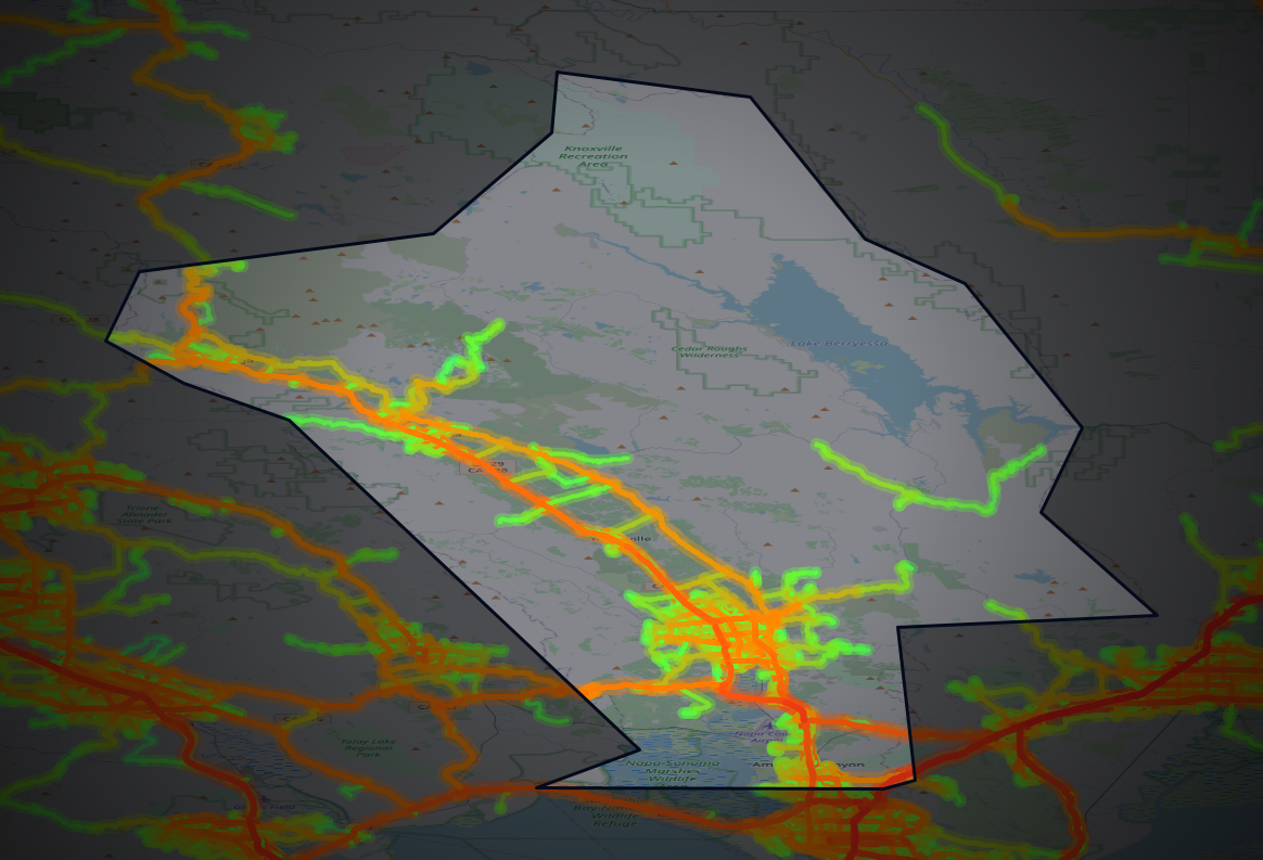 Traffic map of Napa, California