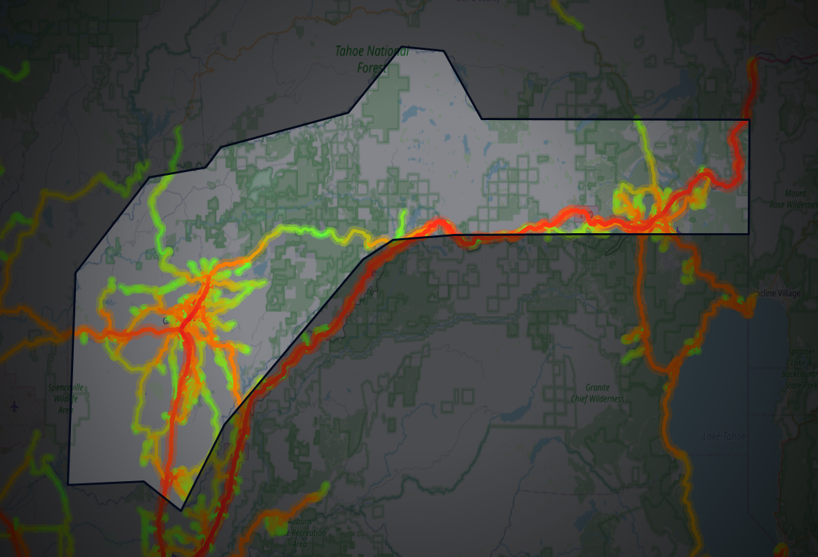 Traffic map of Nevada, California