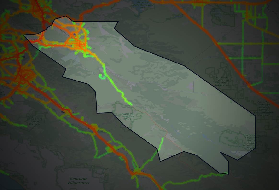 Traffic map of San Benito, California