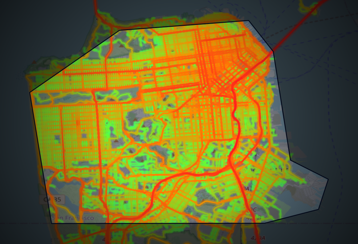 Traffic map of San Francisco, California