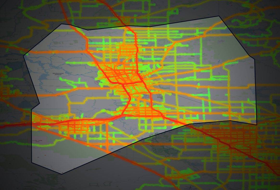 Traffic map of San Joaquin, California