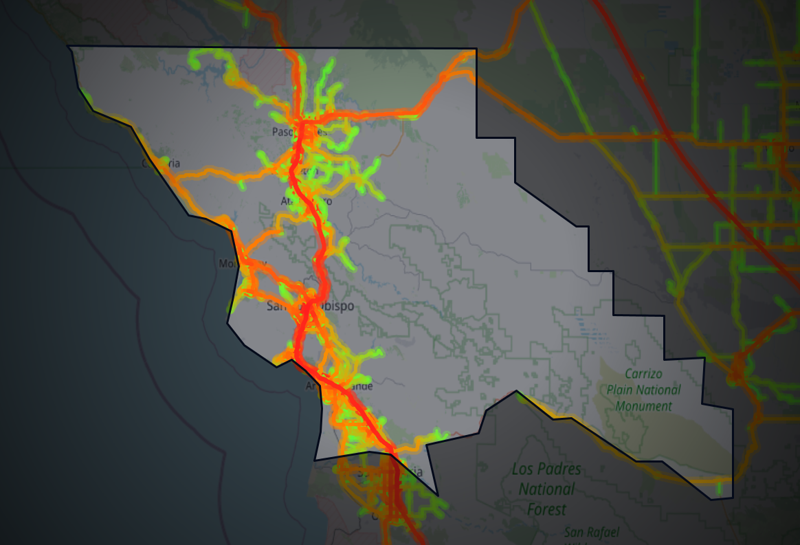 Traffic map of San Luis Obispo, California