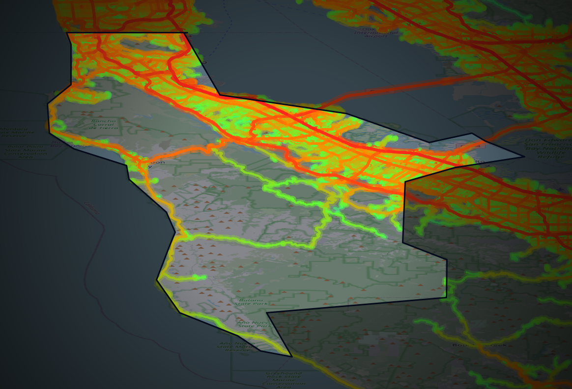 Traffic map of San Mateo, California