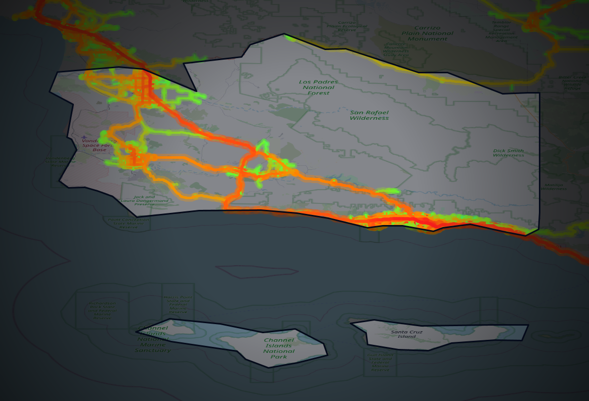 Traffic map of Santa Barbara, California