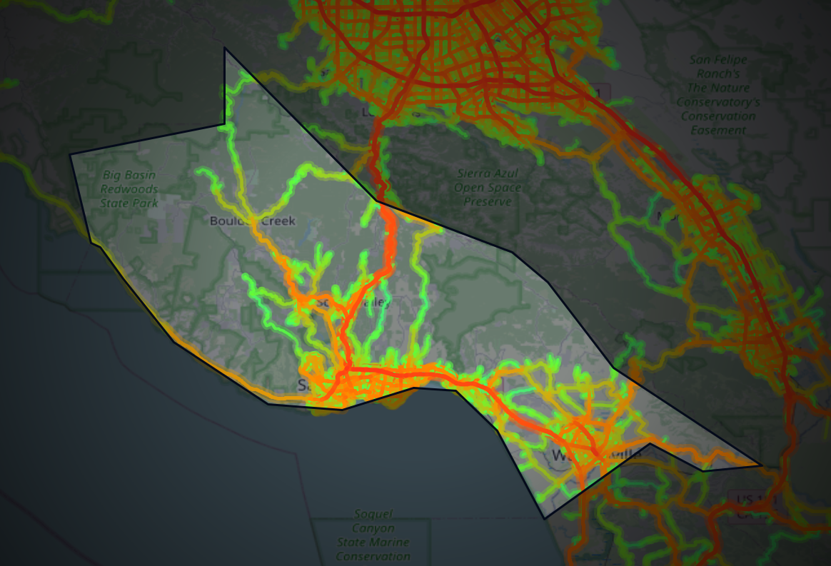 Traffic map of Santa Cruz, California