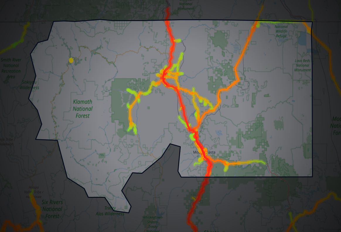 Traffic map of Siskiyou, California