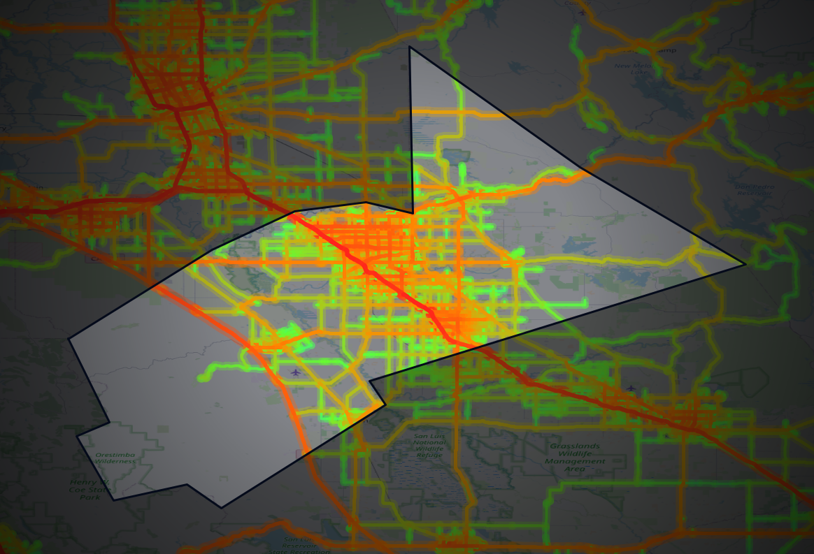 Traffic map of Stanislaus, California