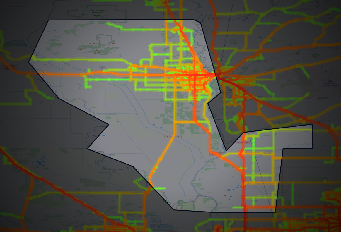 Traffic map of Sutter, California