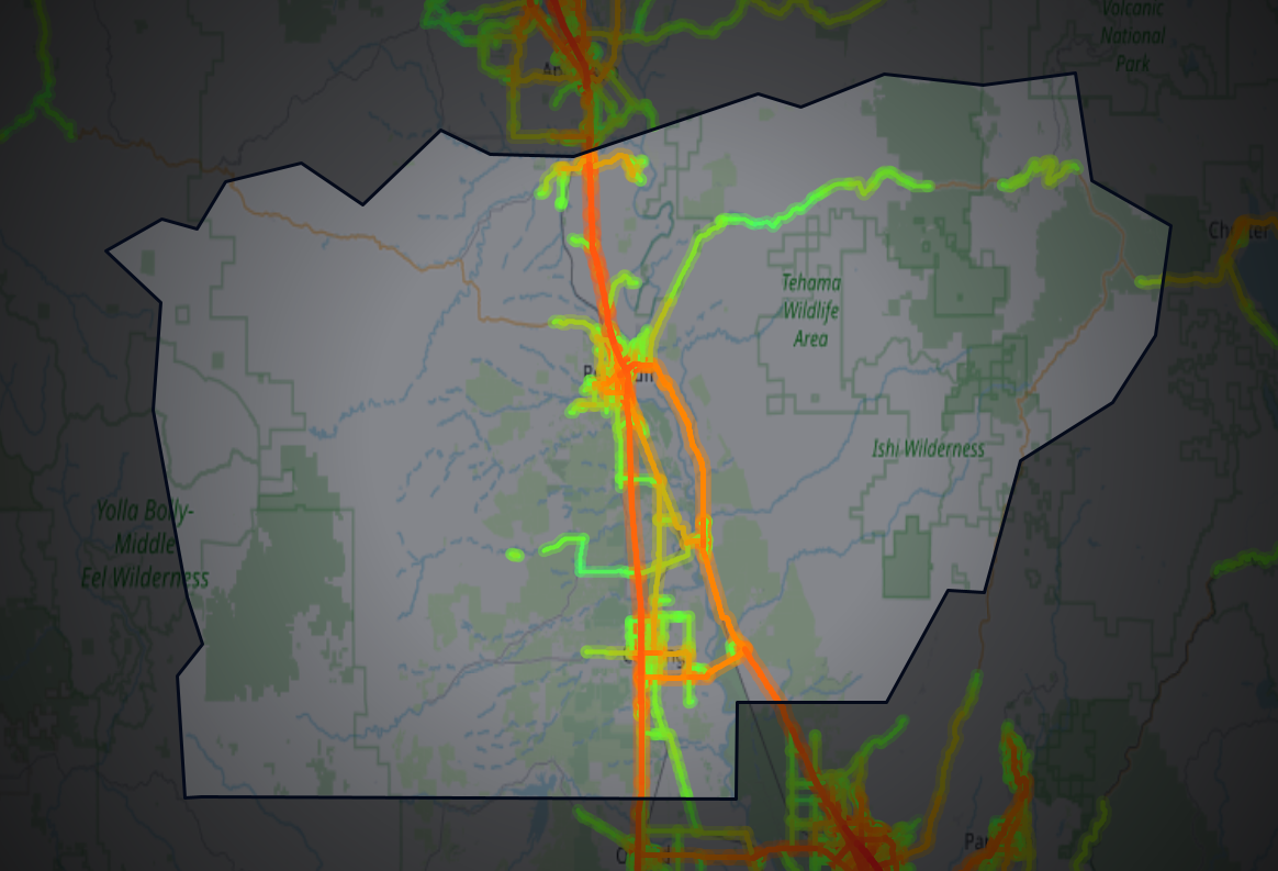 Traffic map of Tehama, California