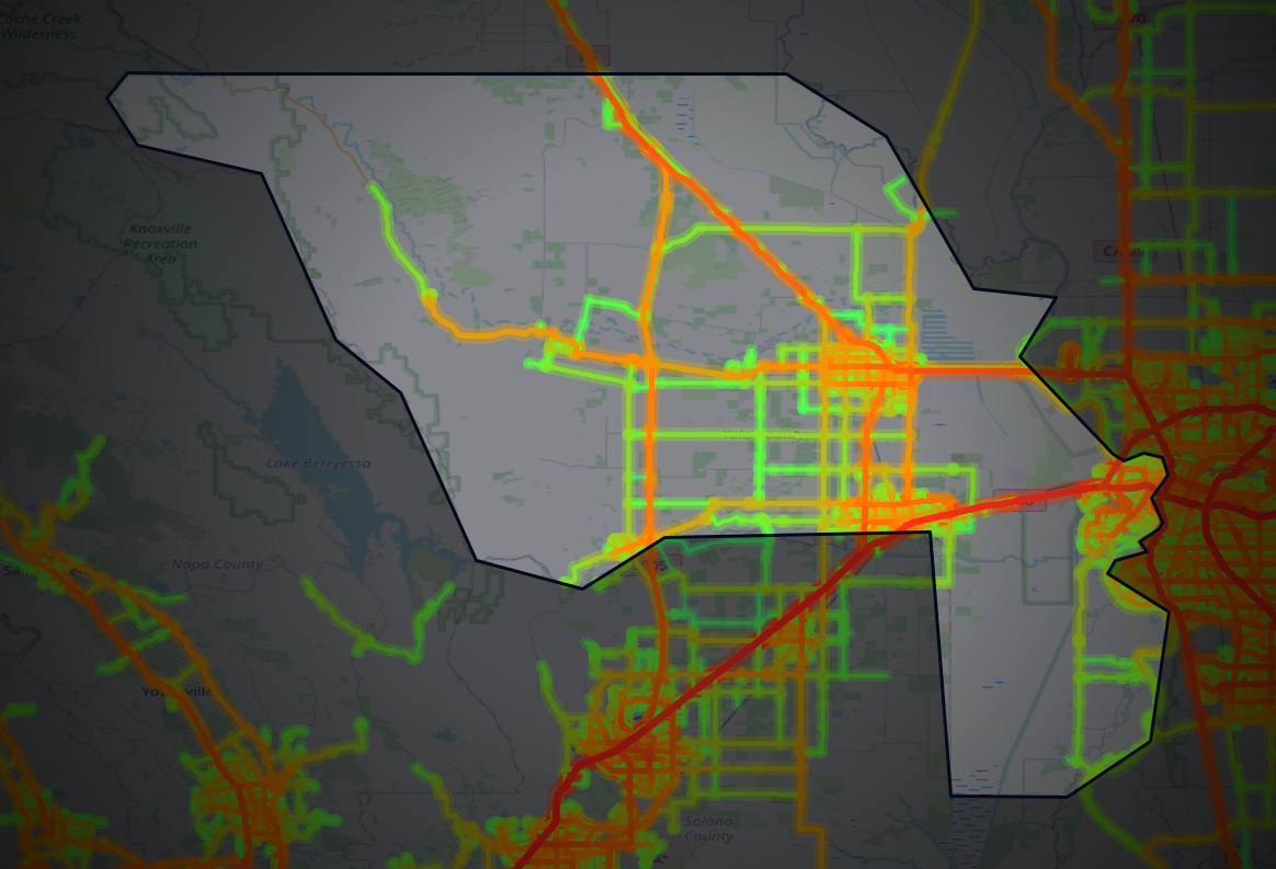 Traffic map of Yolo, California
