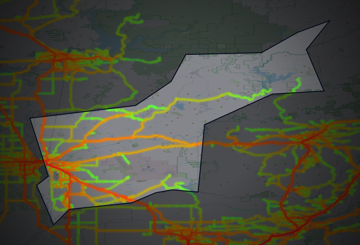 Traffic map of Yuba, California