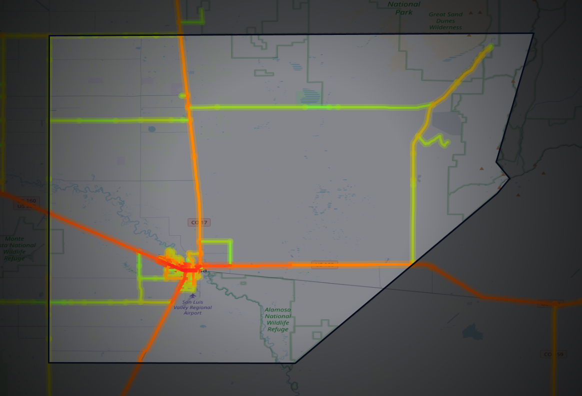 Traffic map of Alamosa, Colorado