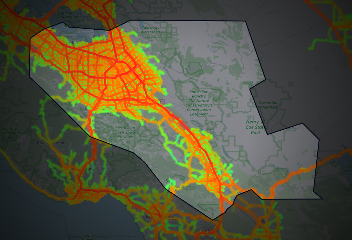 Traffic map of Santa Clara, California
