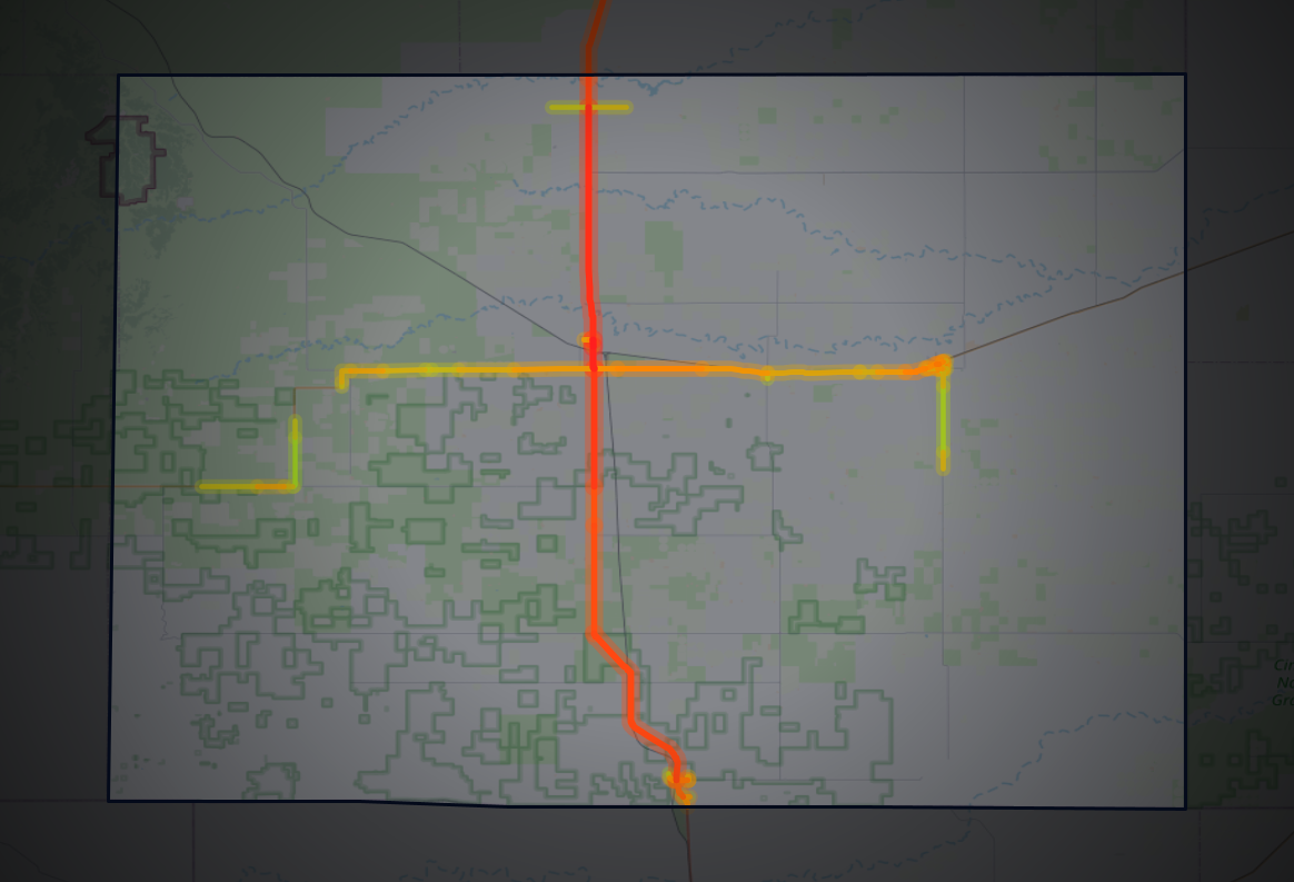 Traffic map of Baca, Colorado