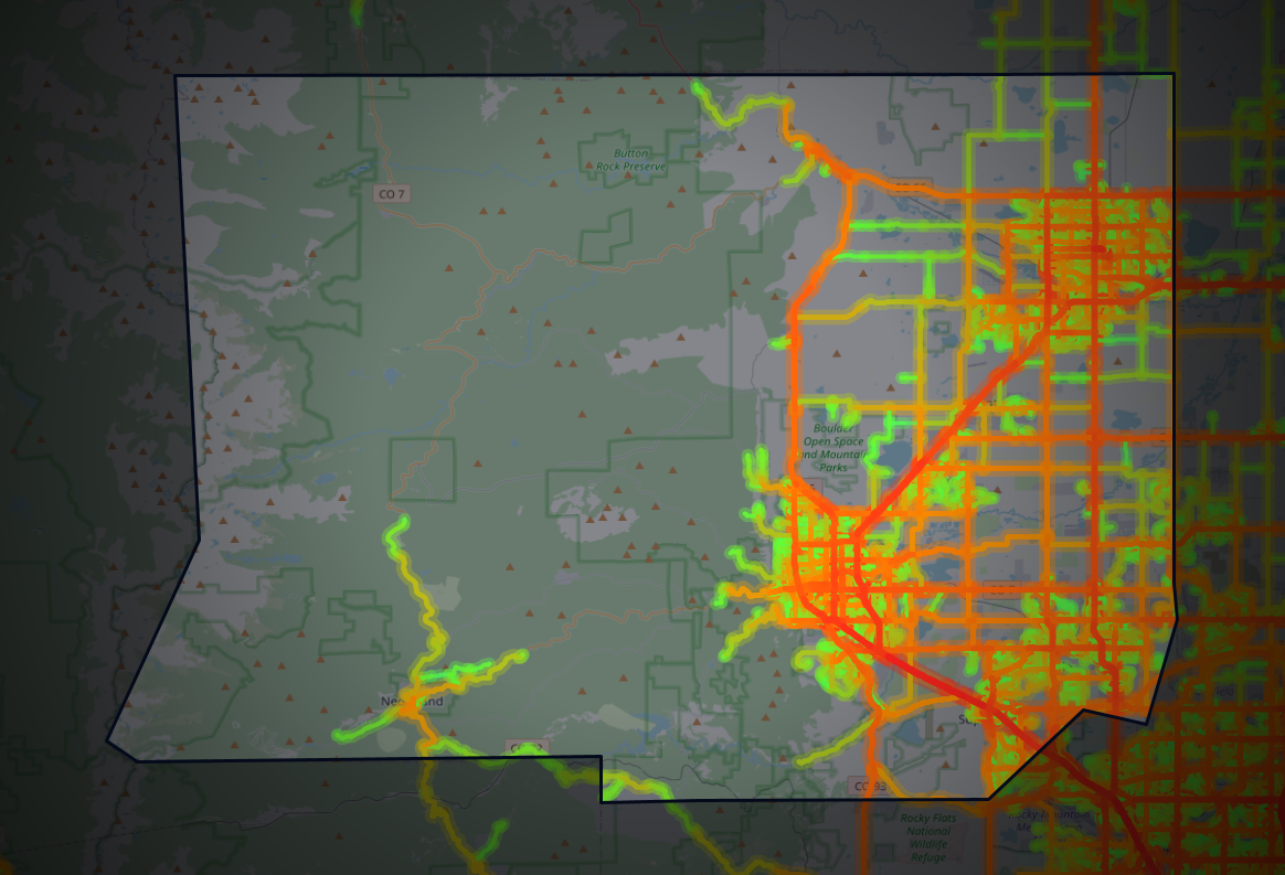 Traffic map of Boulder, Colorado