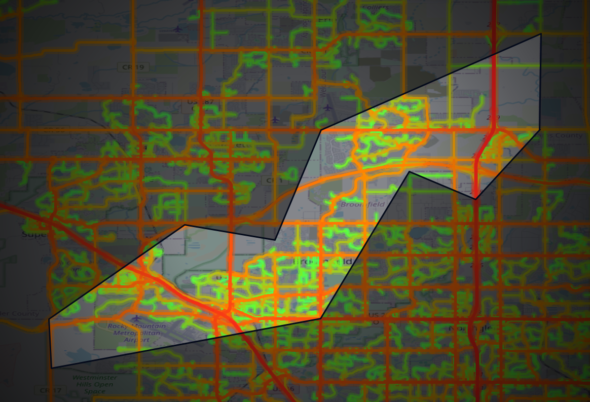 Traffic map of Broomfield, Colorado