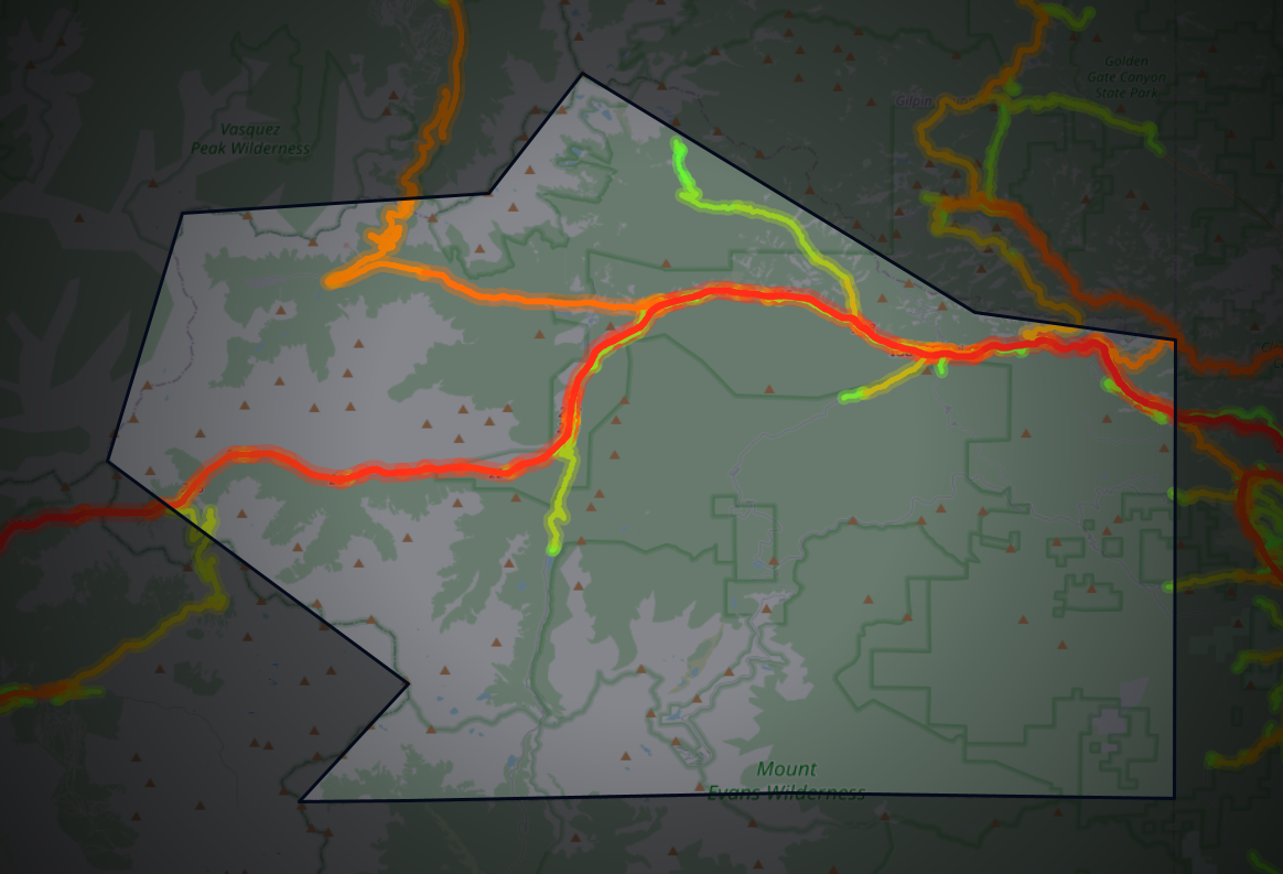 Traffic map of Clear Creek, Colorado