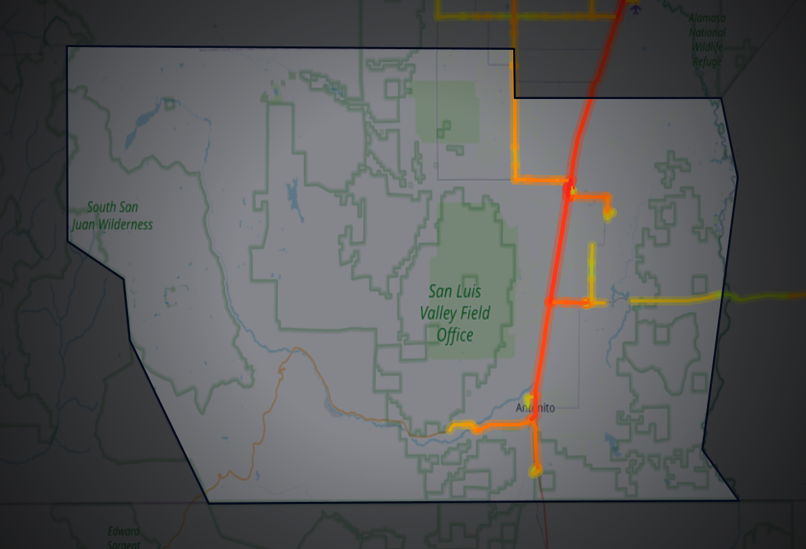 Traffic map of Conejos, Colorado