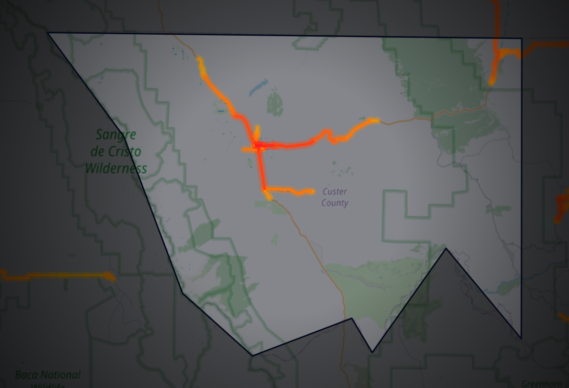Traffic map of Custer, Colorado