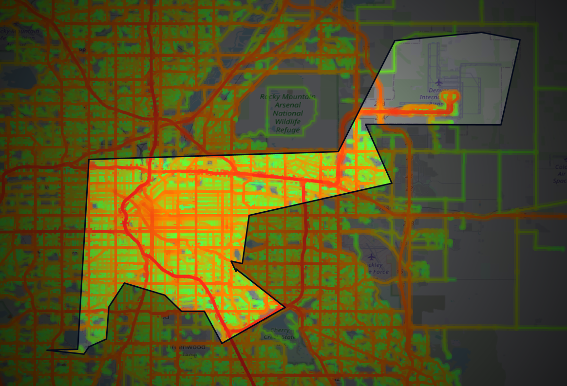 Traffic map of Denver, Colorado