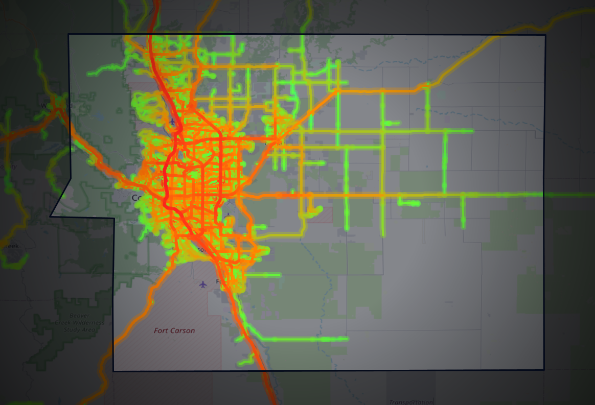 Traffic map of El Paso, Colorado