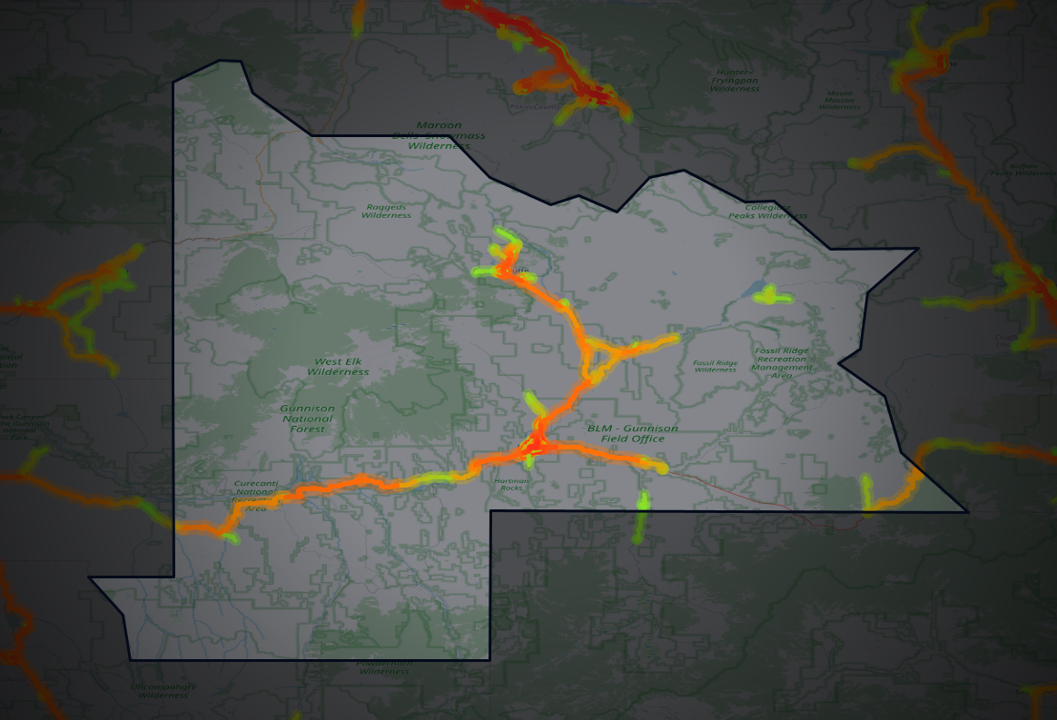 Traffic map of Gunnison, Colorado
