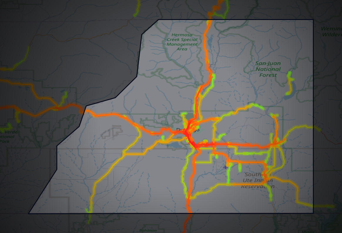 Traffic map of La Plata, Colorado