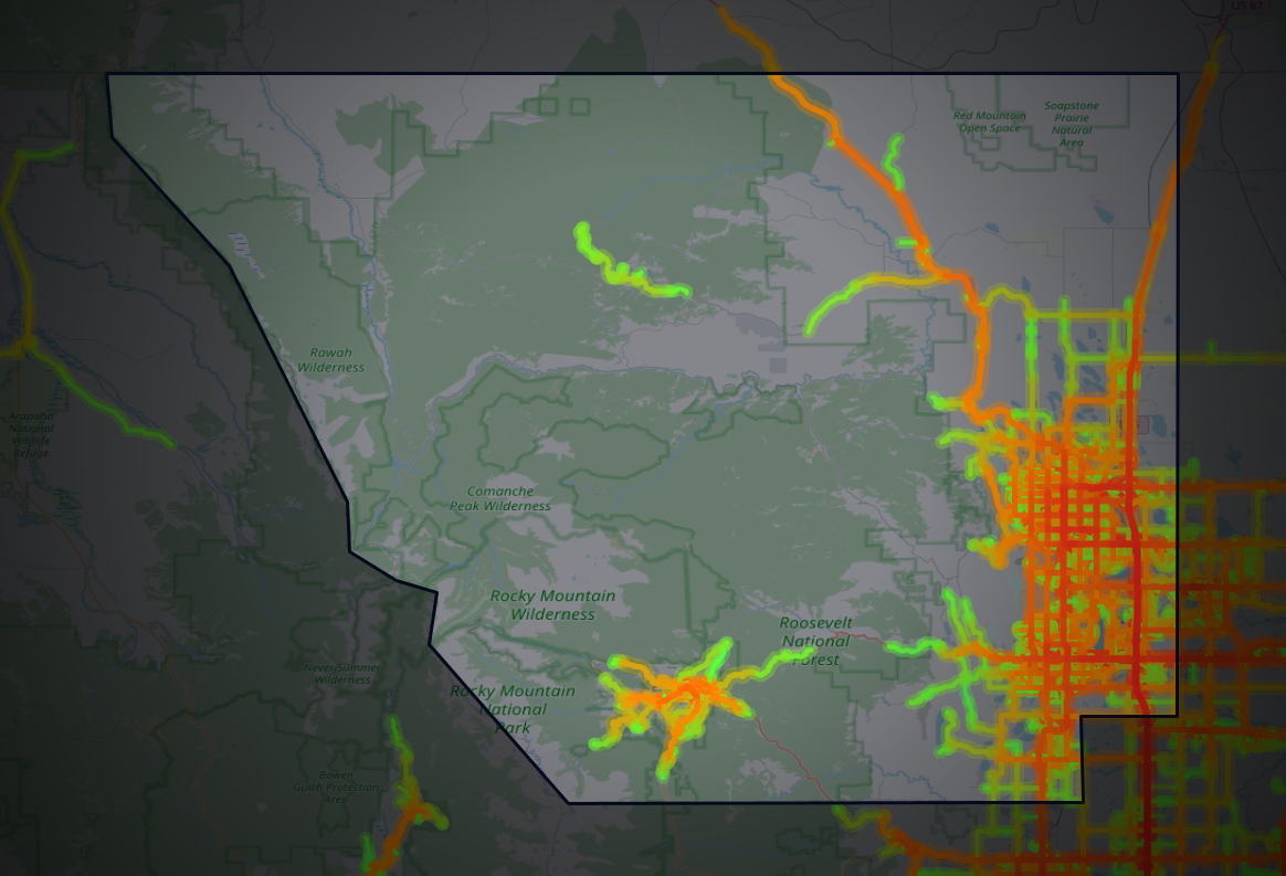 Traffic map of Larimer, Colorado