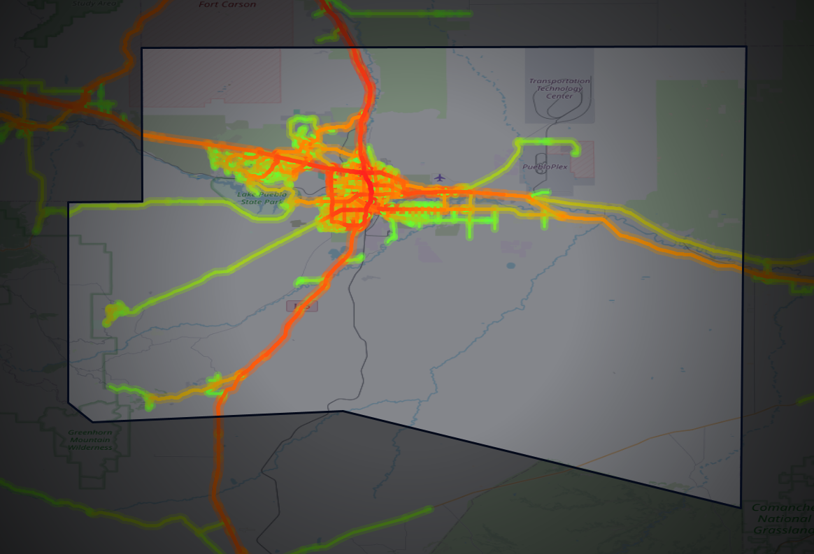 Traffic map of Pueblo, Colorado