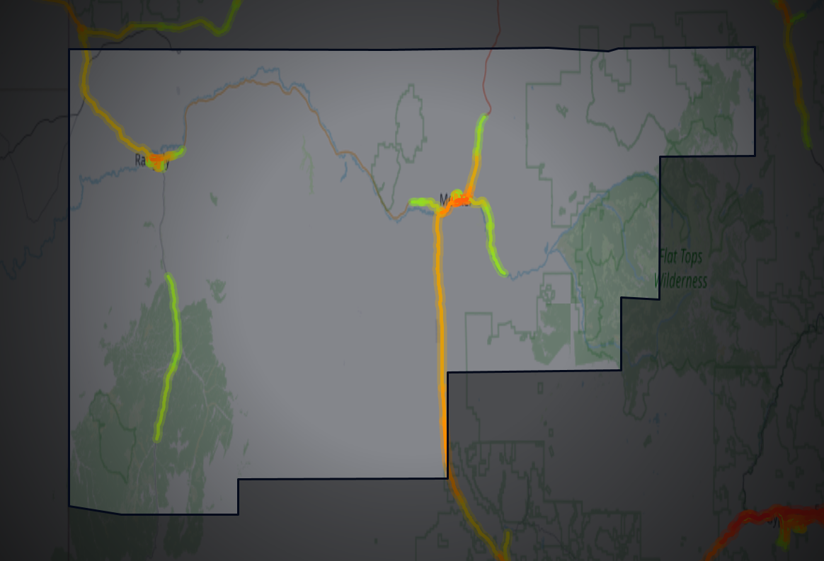 Traffic map of Rio Blanco, Colorado
