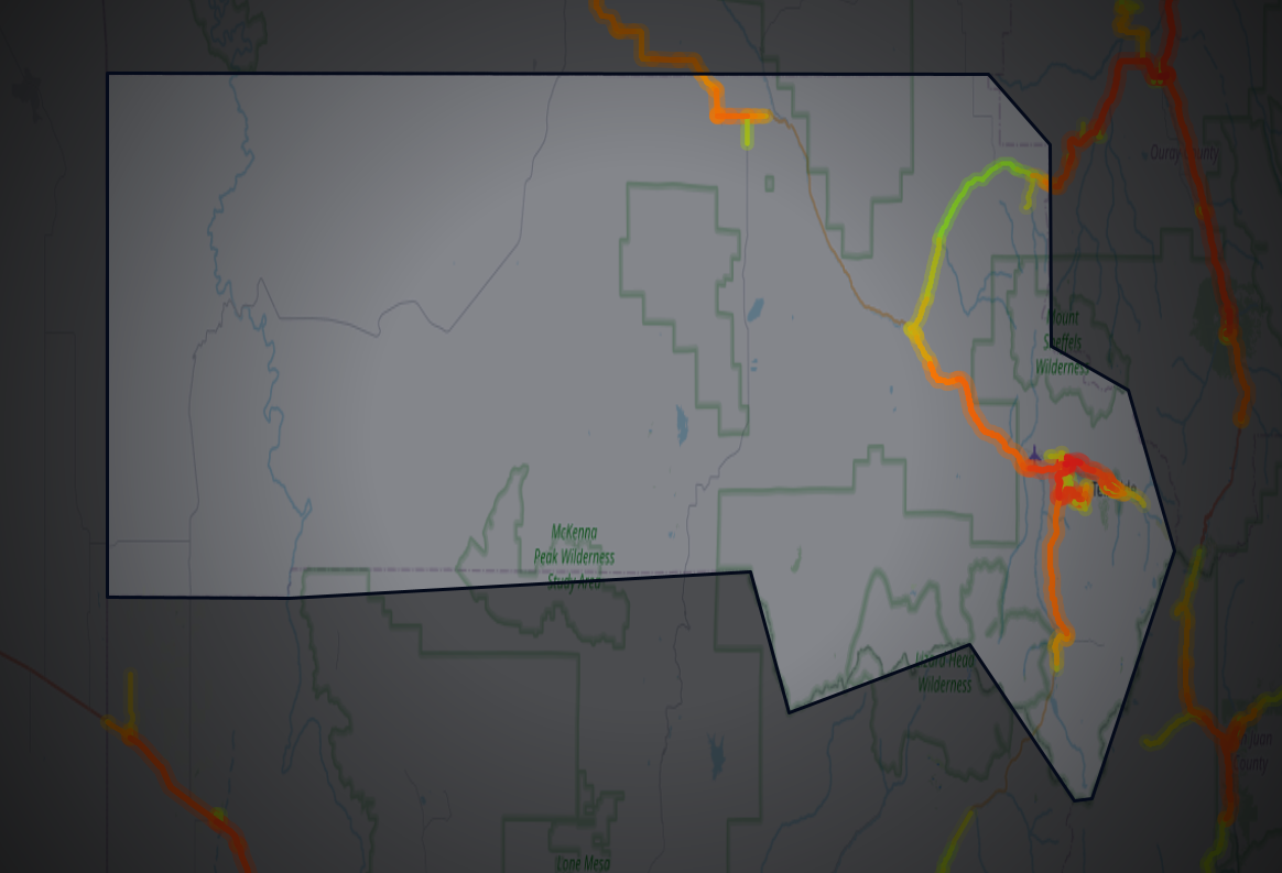 Traffic map of San Miguel, Colorado