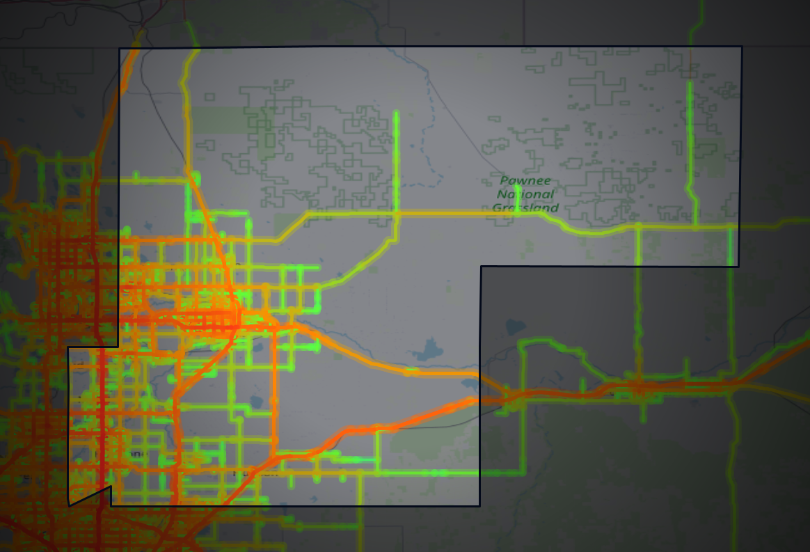 Traffic map of Weld, Colorado