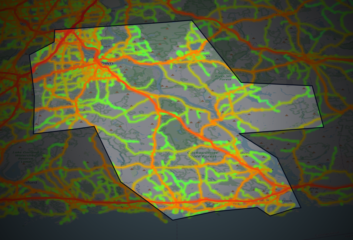 Traffic map of Middlesex, Connecticut