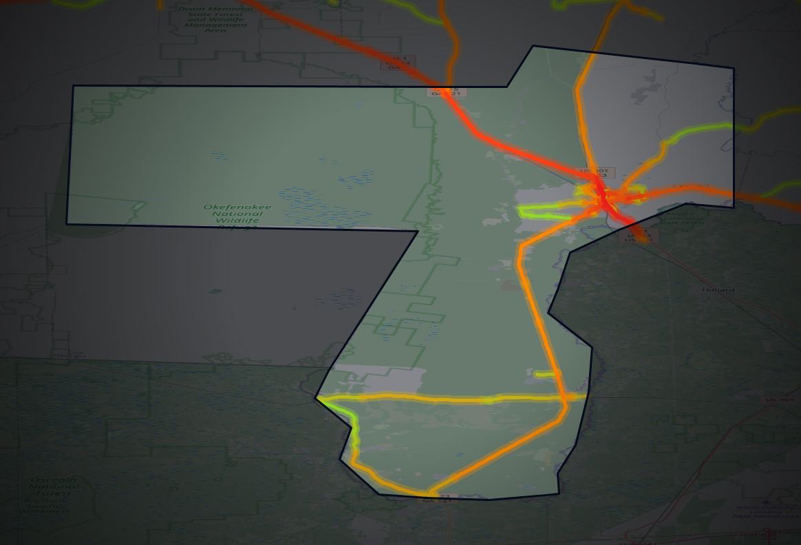 Traffic map of Charlton, Georgia