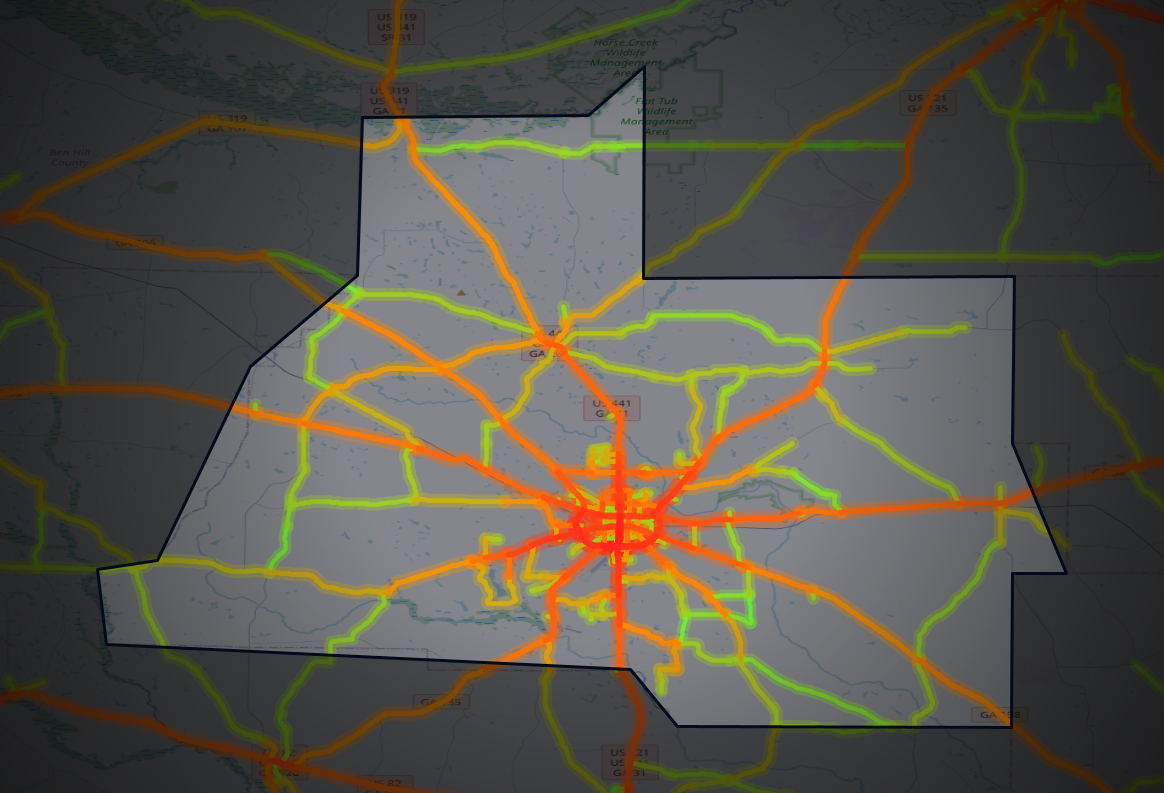 Traffic map of Coffee, Georgia