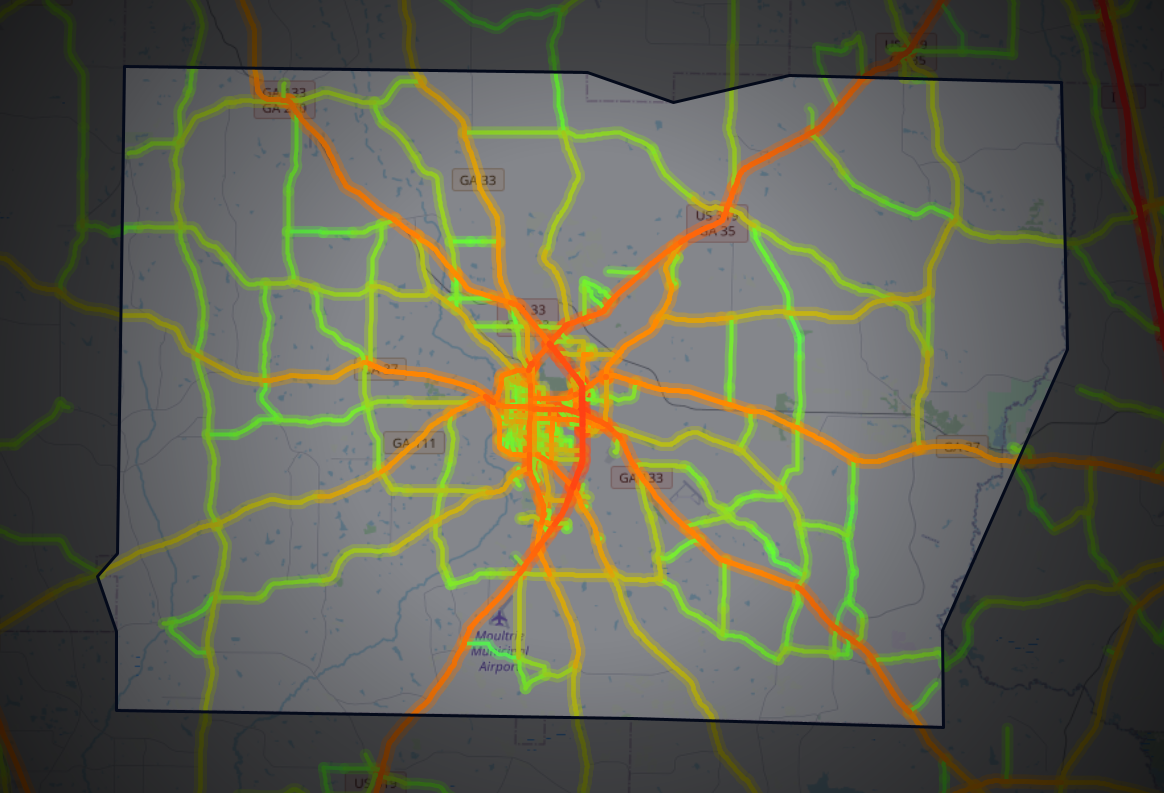 Traffic map of Colquitt, Georgia