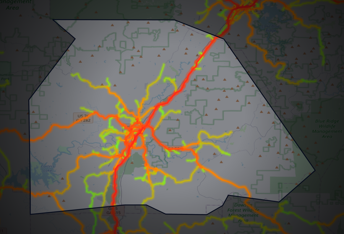 Traffic map of Gilmer, Georgia
