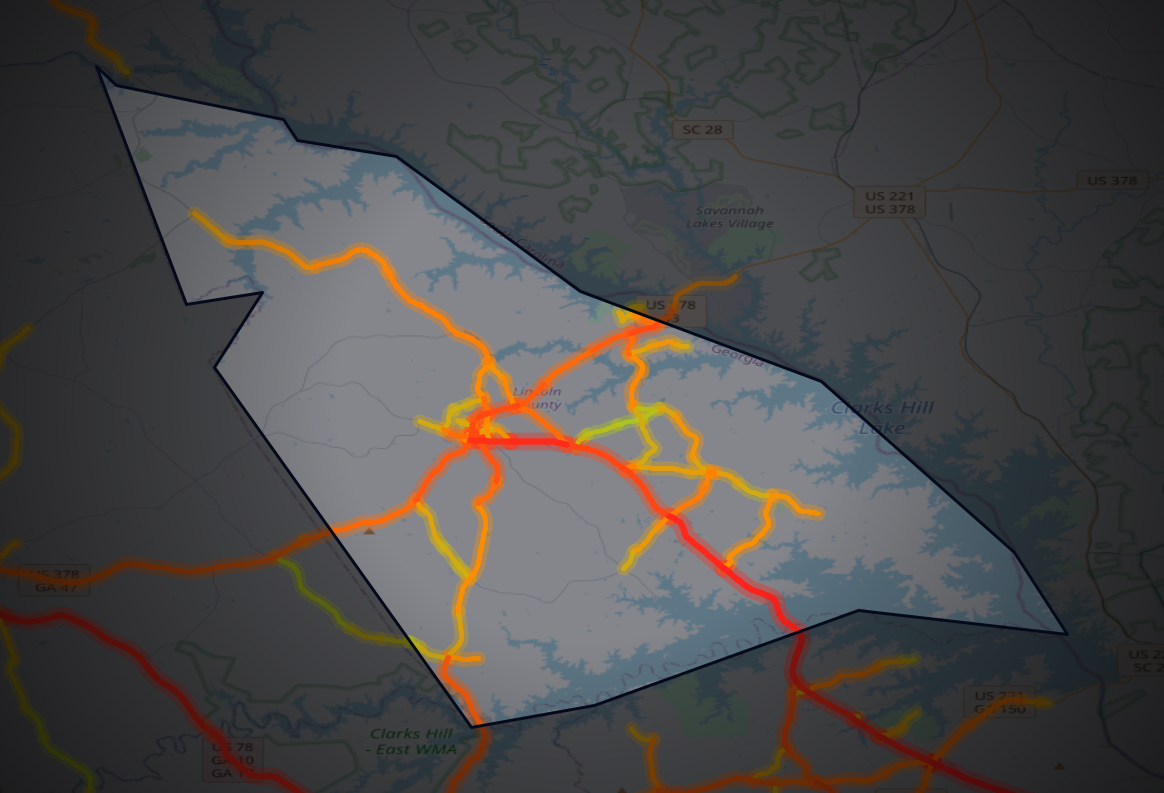 Traffic map of Lincoln, Georgia