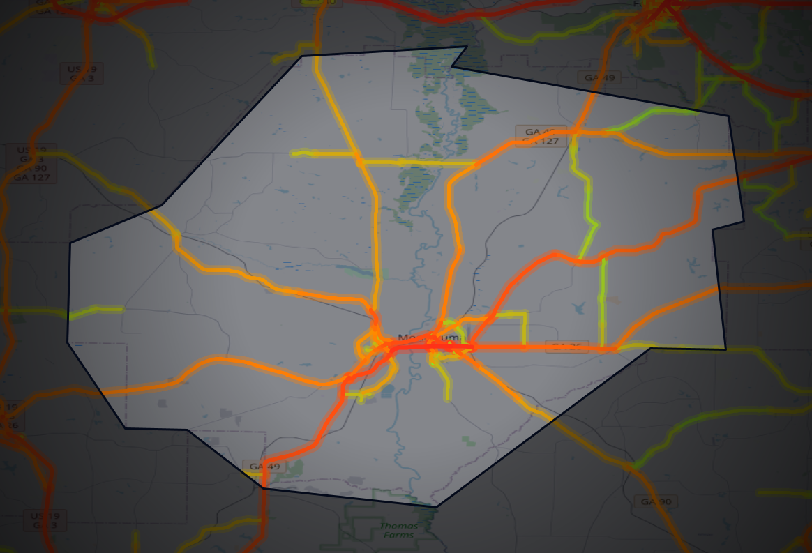 Traffic map of Macon, Georgia