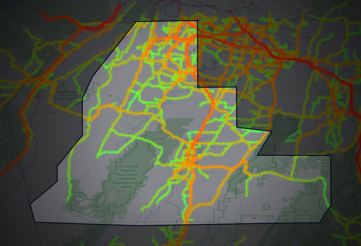 Traffic map of Walker, Georgia