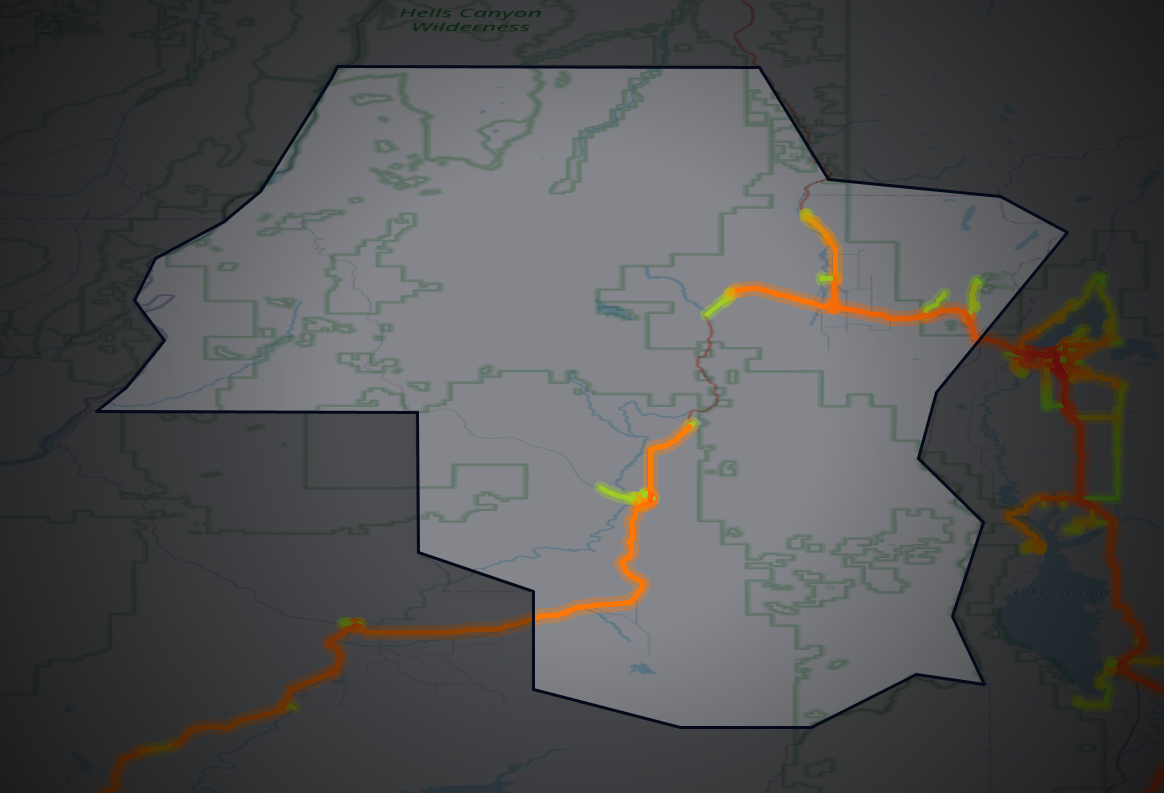 Traffic map of Adams, Idaho